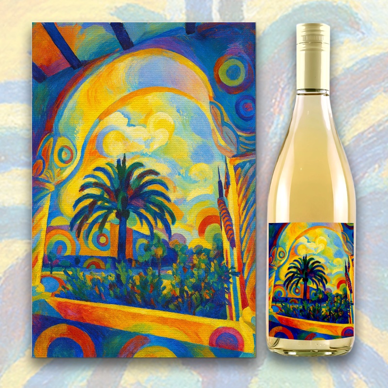 Rght Palm thru Arch_Chard_Bottle Art Square